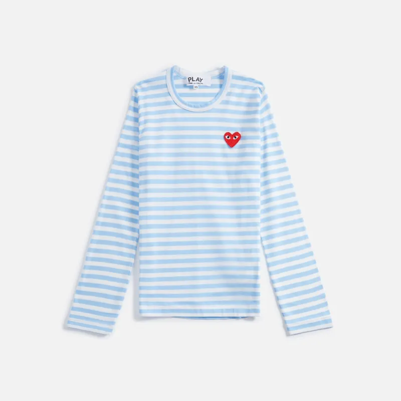 Comme des Garçons Play Ladies Striped Tee - Blue sold by Kith