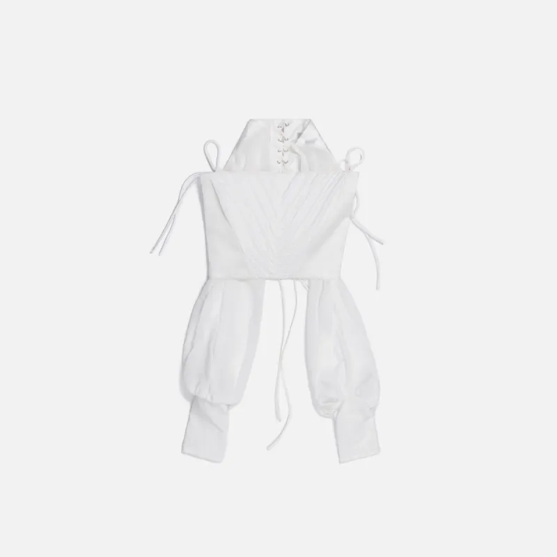Danielle Guizio Long Sleeve Corset with Ribbon Tie - White sold by Kith