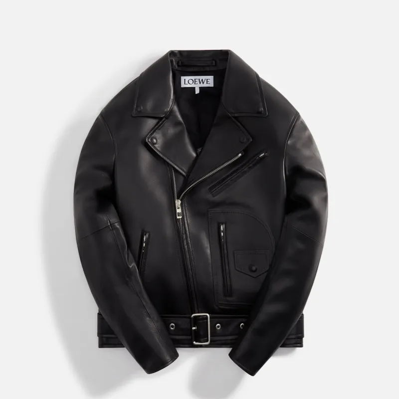 Loewe Debossed Biker Jacket - Black made by Loewe