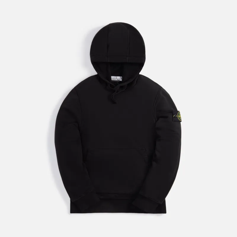 Stone Island Brushed Cotton Fleece Garment Dyed Hoodie - Black sold by Kith