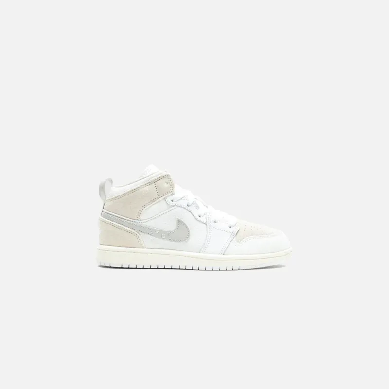 Nike PS Air Jordan 1 Mid SE - Craft White / Light Orewood Brown / Tech Grey / Sail sold by Kith