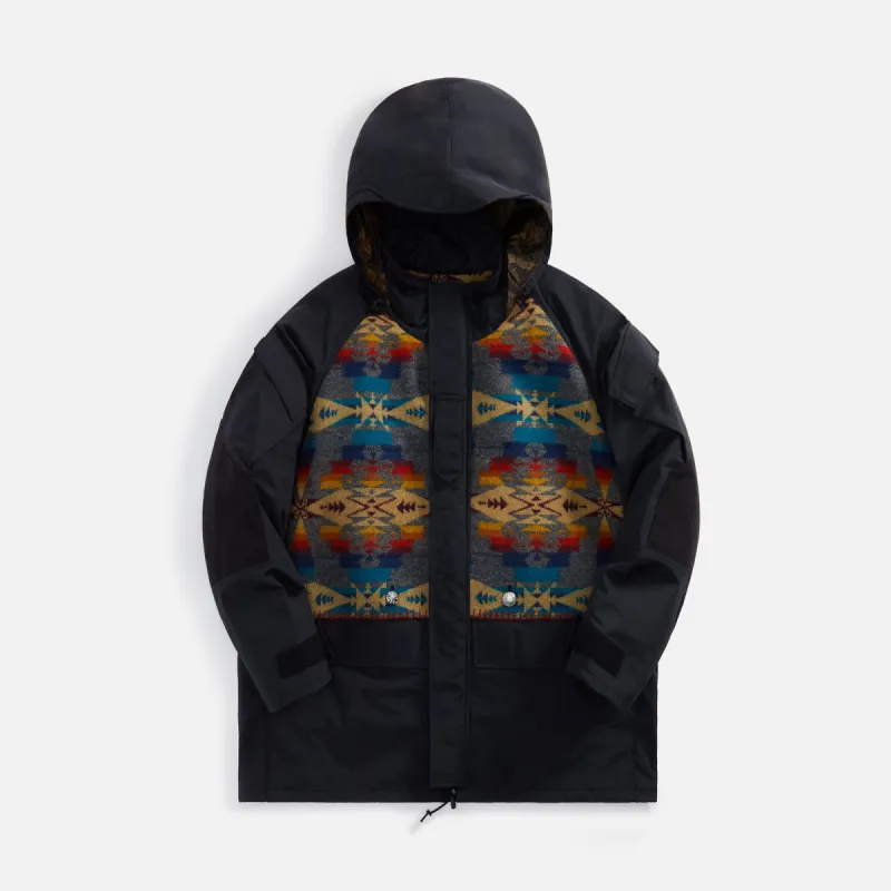 Junya Watanabe Man x Pendleton Nylon Taffeta Patchwork Jacket - Black / Multicolor sold by Kith
