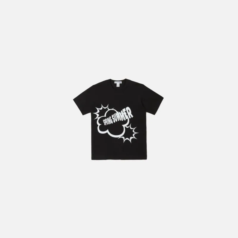 CDG Shirt Cotton Jersey Plain with Print E-1 - Black sold by Kith