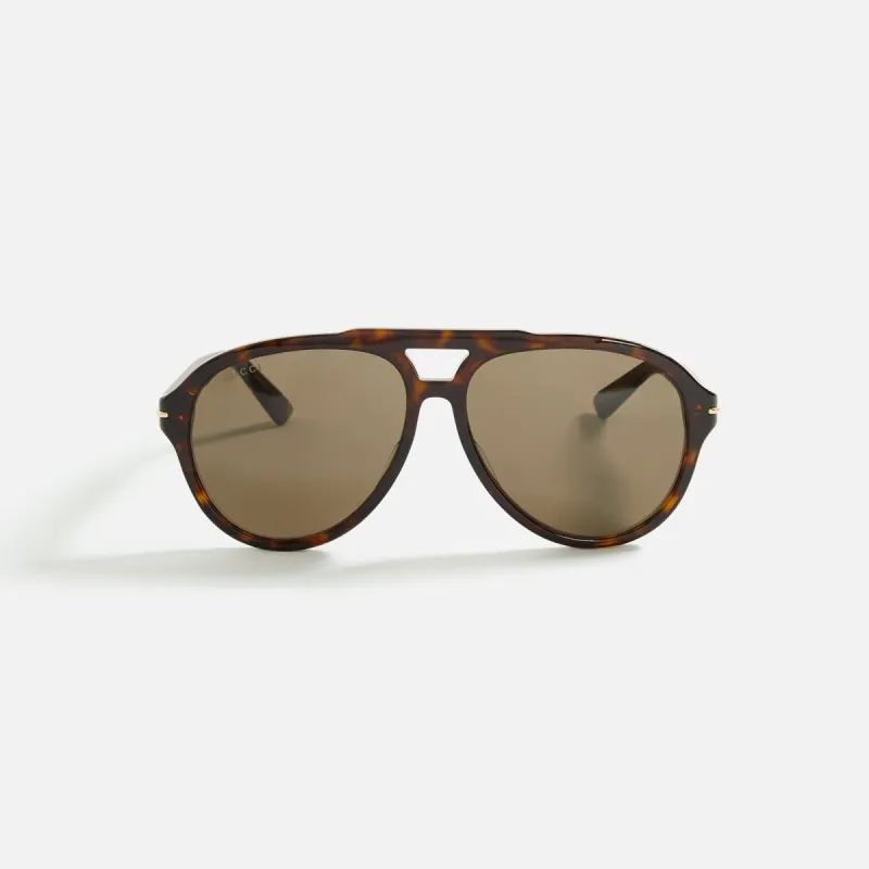 Gucci L Sunglass Recycled Acetate - Havana / Brown made by Gucci