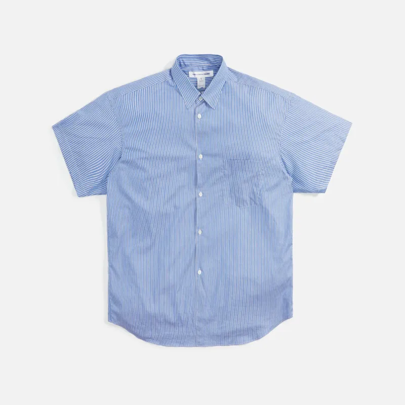 Comme des Garçons Shirt Yarn Dyed Cotton Poplin Stripe Shirt - Blue sold by Kith