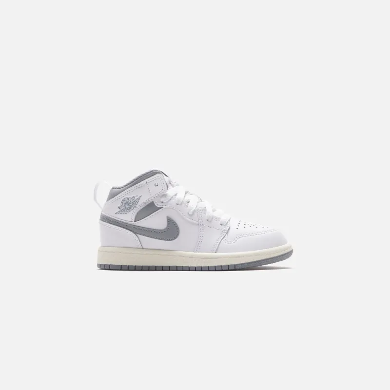Nike Air Jordan Pre-School 1 Mid - White / Stealth sold by Kith