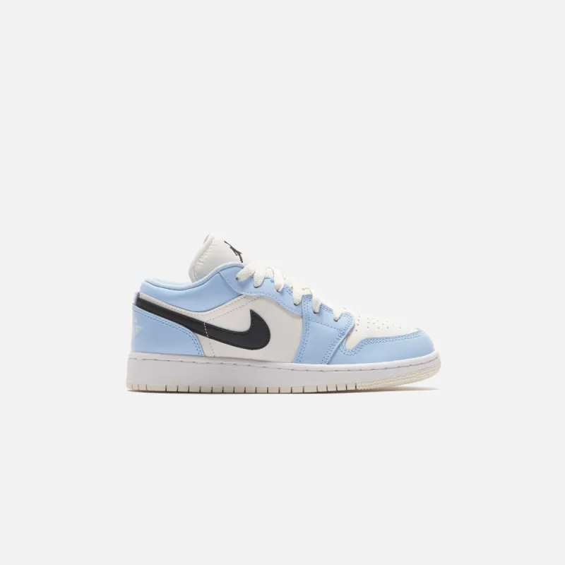 Nike Air Jordan 1 Low - Ice Blue / Black / Sail / White sold by Kith
