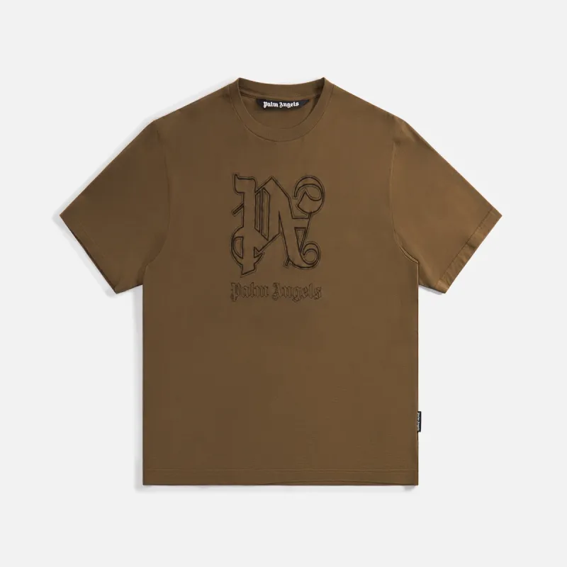 Palm Angels Monogram Statement Tee - Brown / Black made by Palm Angels
