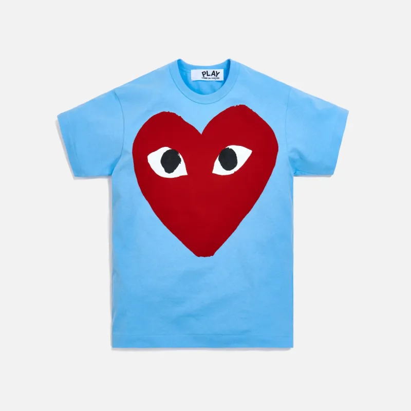 Comme des Garçons Play Tee - Blue / Red Heart sold by Kith