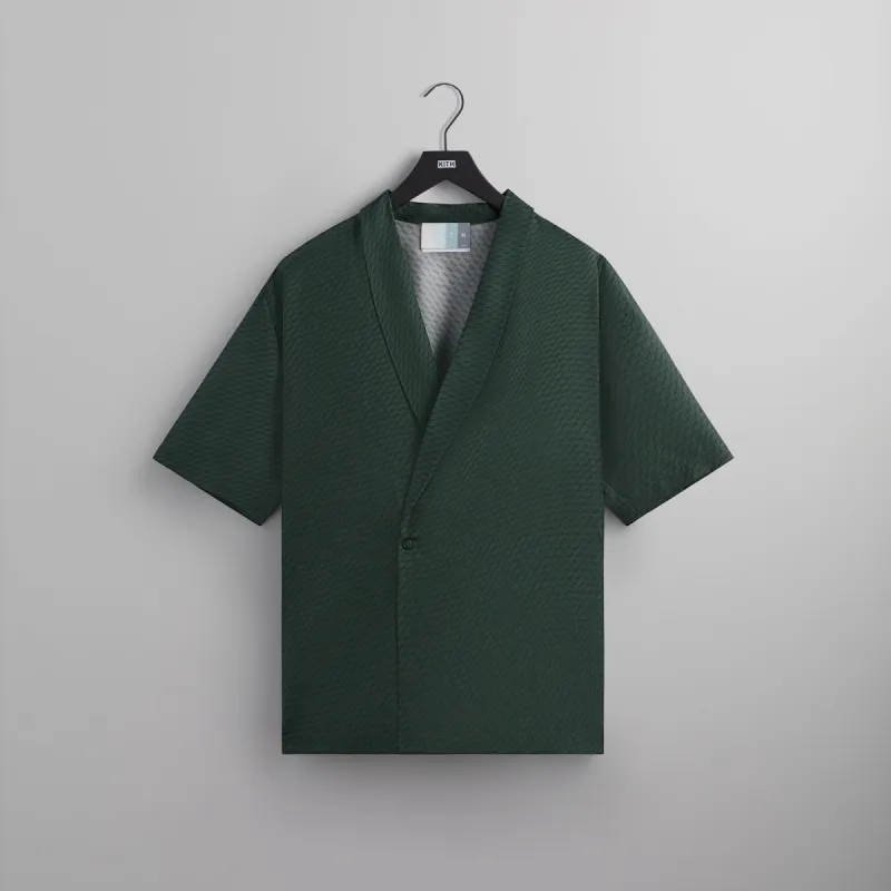 Kith Monogram Silk Thompson Crossover Shirt - Stadium sold by Kith