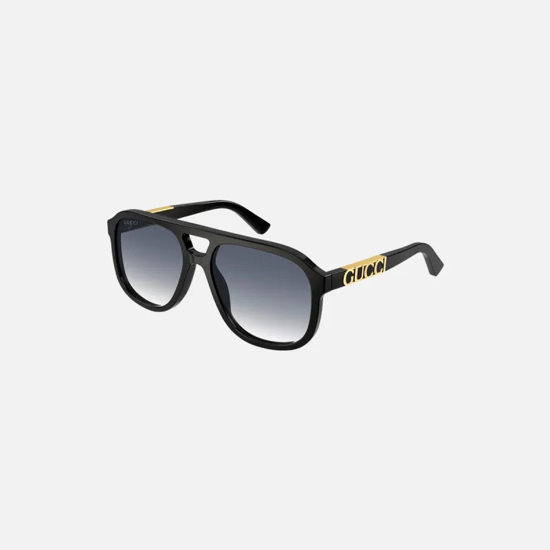 Gucci Aviator Acetate Grey Lens Sunglasses - Black sold by Kith
