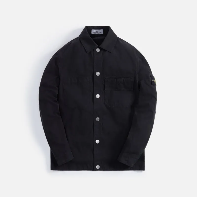 Stone Island Garment Dyed Cotton Twill Overshirt - Black sold by Kith