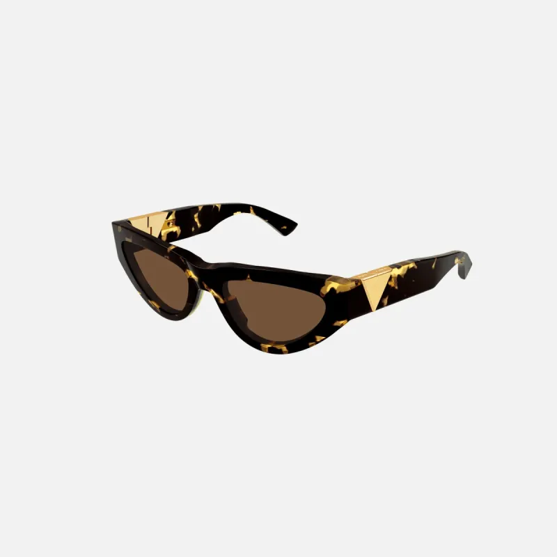Bottega Veneta Rounded Acetate Cat Eye Tortoise Sunglasses - Havana sold by Kith