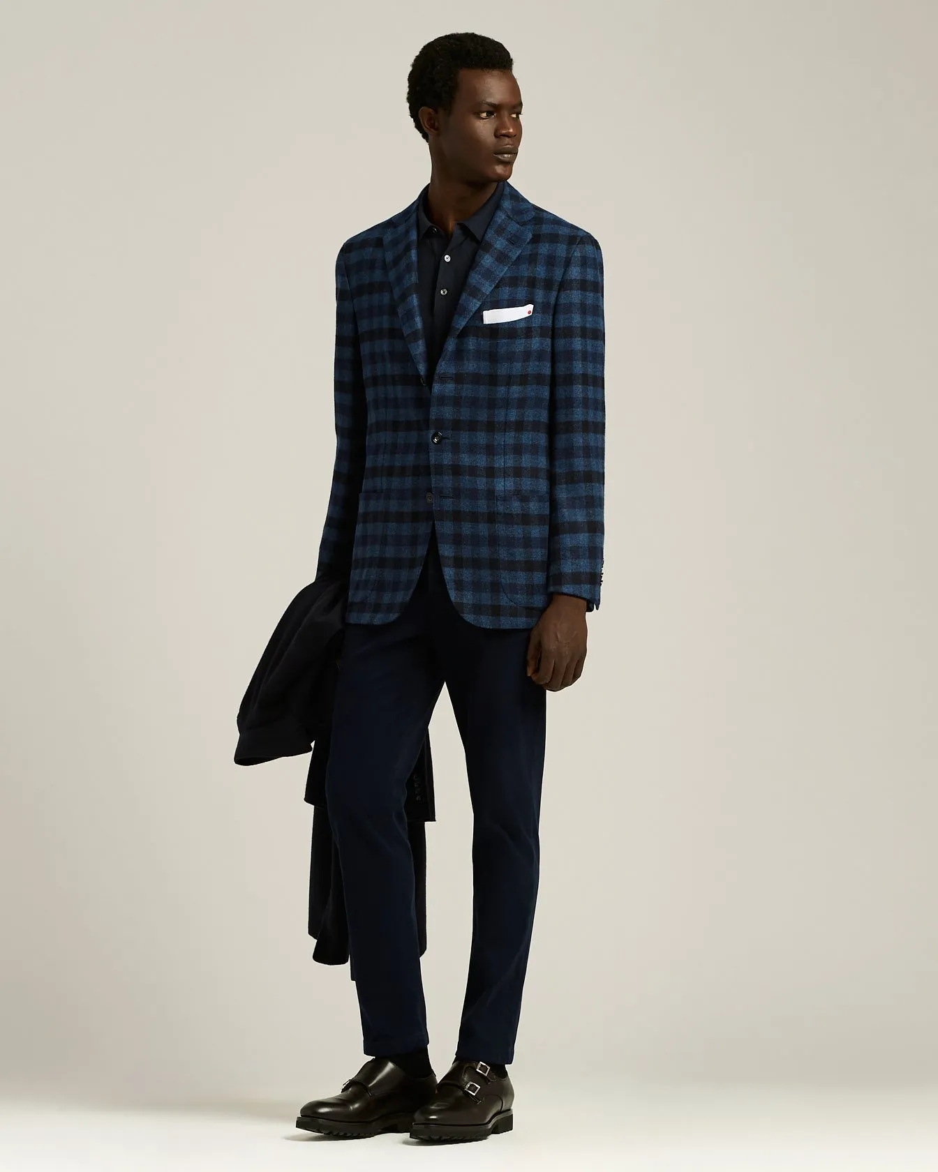 SINGLE-BREASTED CHECKED BLAZER IN CASHMERE, VICUÑA AND SILK sold by Kiton product image thumbnail 5