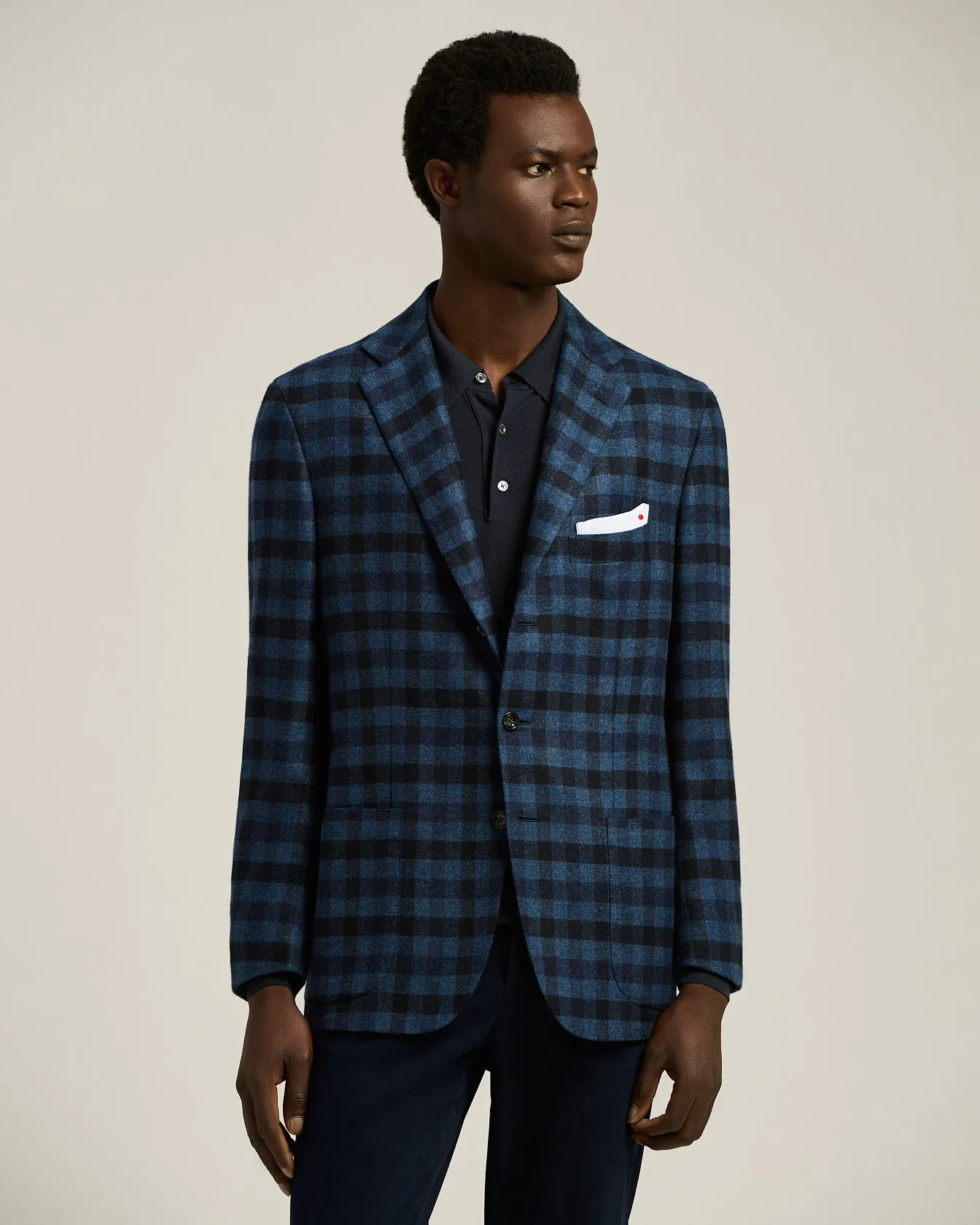 SINGLE-BREASTED CHECKED BLAZER IN CASHMERE, VICUÑA AND SILK sold by Kiton product image thumbnail 2