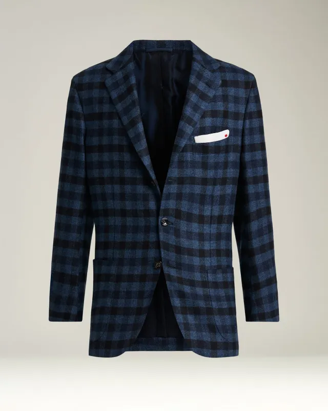 SINGLE-BREASTED CHECKED BLAZER IN CASHMERE, VICUÑA AND SILK made by Kiton