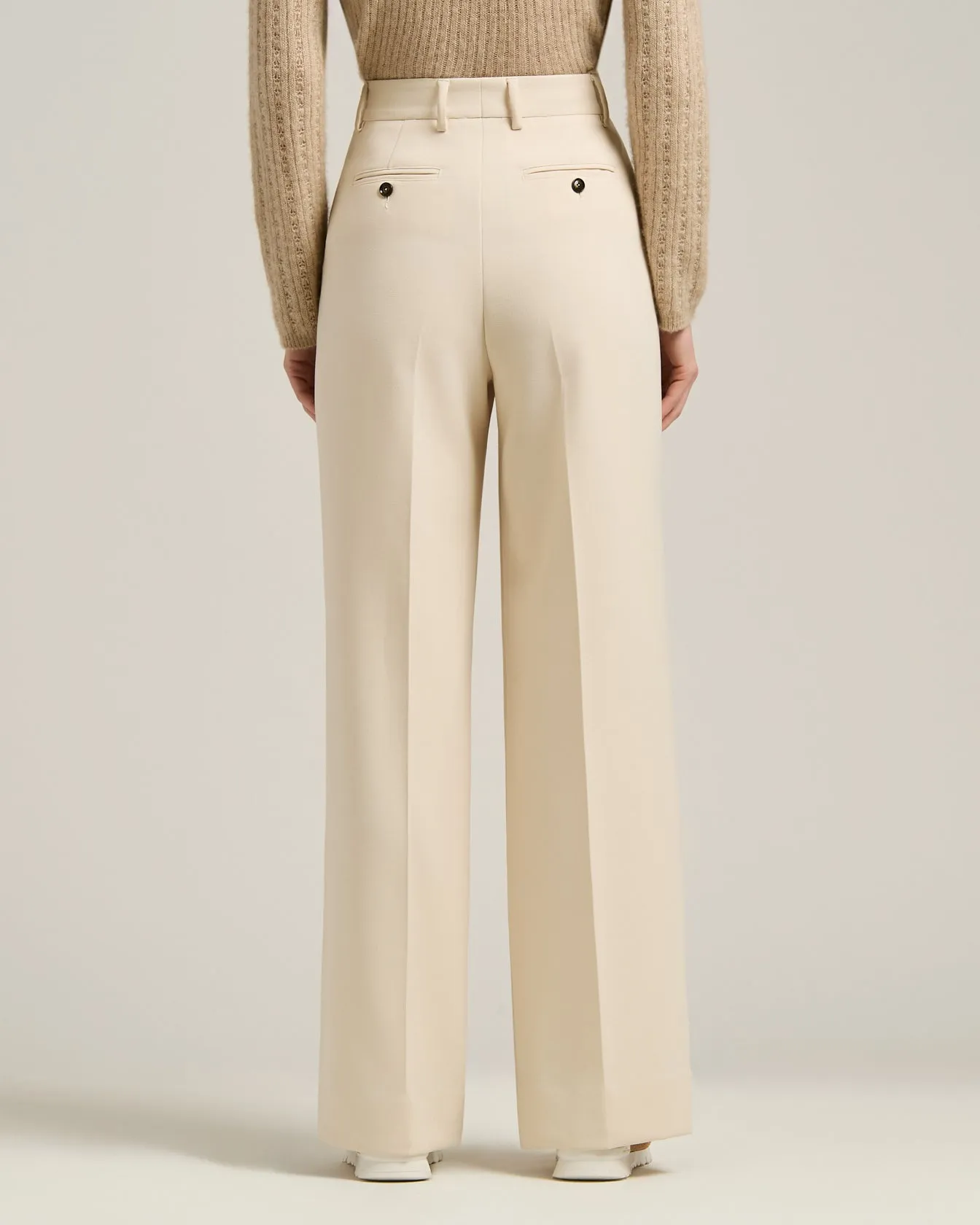 CREAM WHITE WIDE-LEG TROUSERS IN TECHNICAL FABRIC sold by Kiton product image thumbnail 3