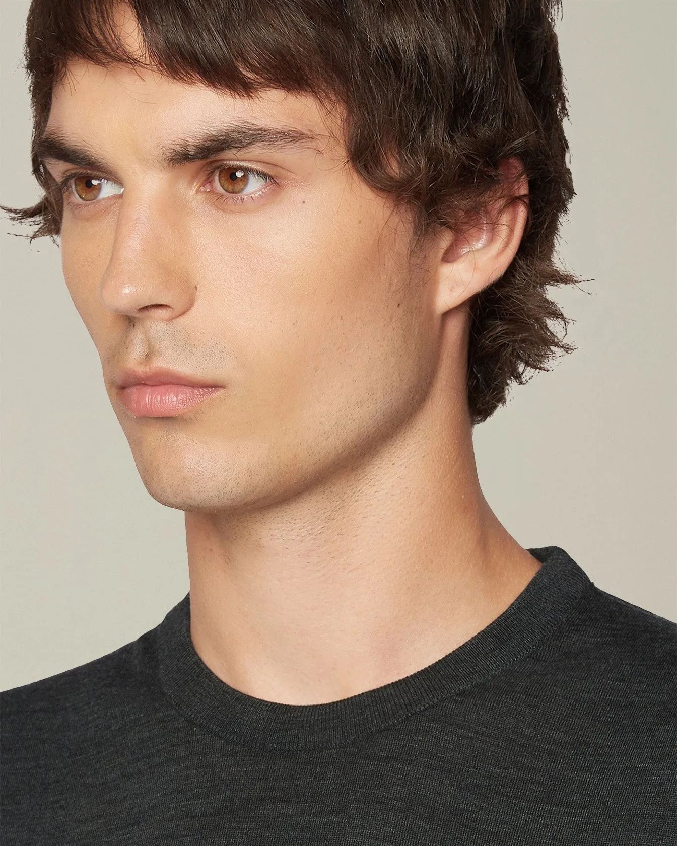 CHARCOAL GRAY 14-MICRON WOOL CREW-NECK SWEATER sold by Kiton product image thumbnail 4