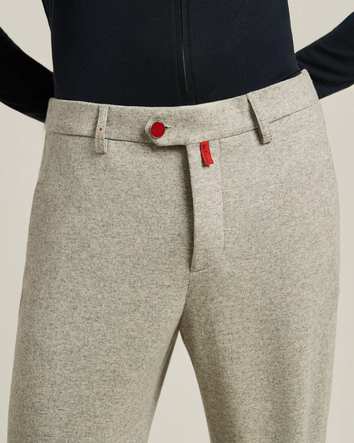 TROUSERS IN VIRGIN WOOL AND CASHMERE GREY MELANGE sold by Kiton product image thumbnail 4