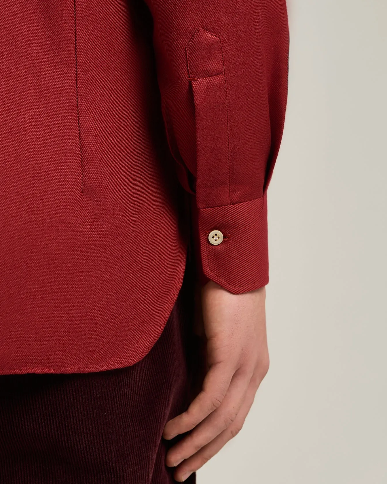 BURGUNDY COTTON AND CASHMERE FLANNEL SHIRT sold by Kiton product image thumbnail 4