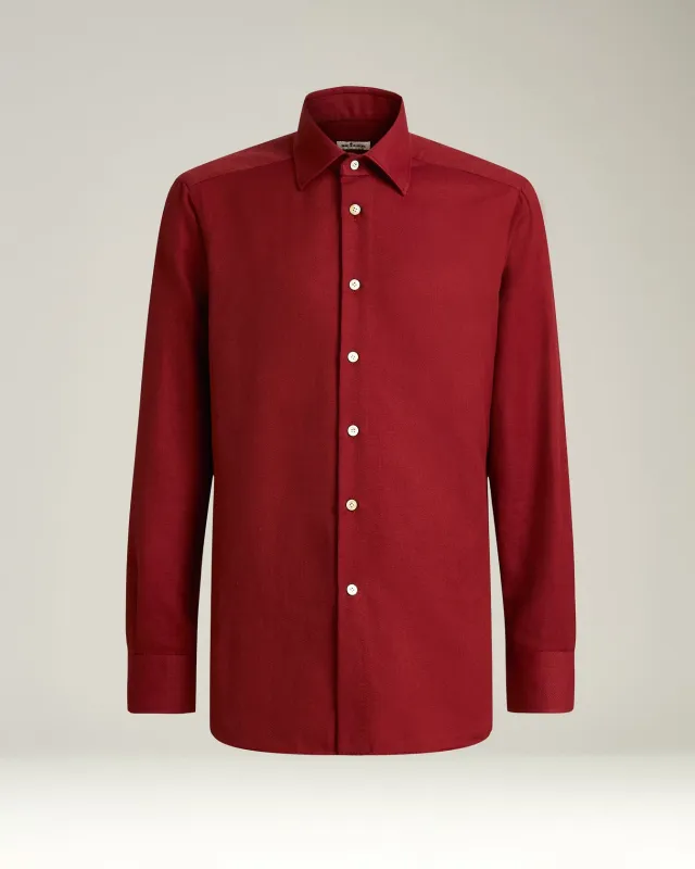BURGUNDY COTTON AND CASHMERE FLANNEL SHIRT sold by Kiton