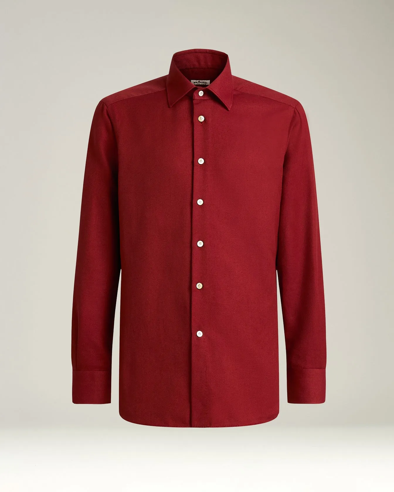 BURGUNDY COTTON AND CASHMERE FLANNEL SHIRT sold by Kiton