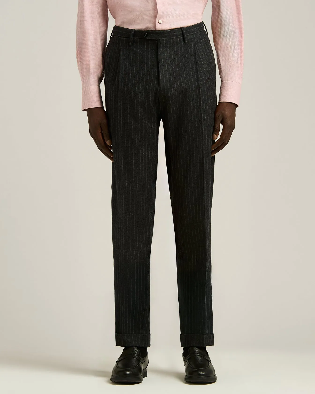 DARK GREY SINGLE-BREASTED WOOL AND CASHMERE PINSTRIPE SUIT sold by Kiton product image thumbnail 5