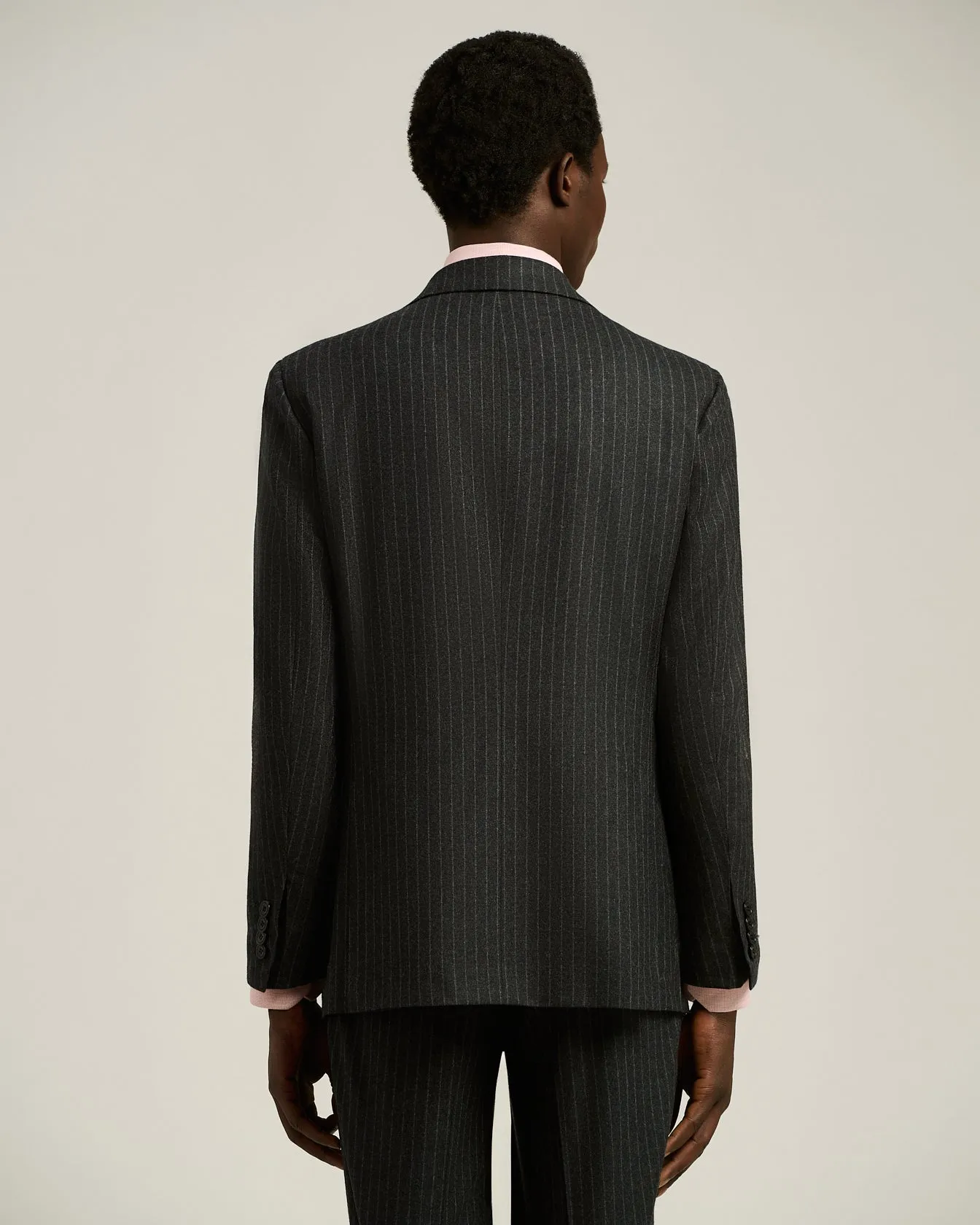 DARK GREY SINGLE-BREASTED WOOL AND CASHMERE PINSTRIPE SUIT sold by Kiton product image thumbnail 3