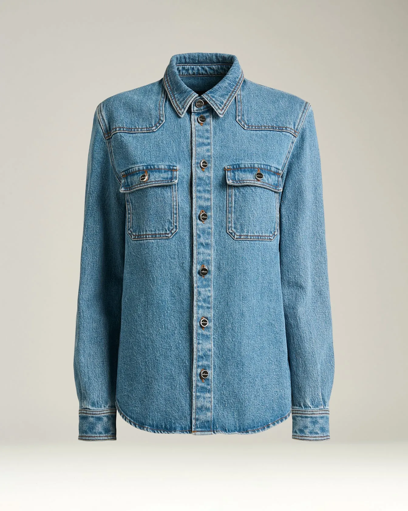 DENIM SHIRT MEDIUM BLUE STRETCH WITH POCKETS sold by Kiton