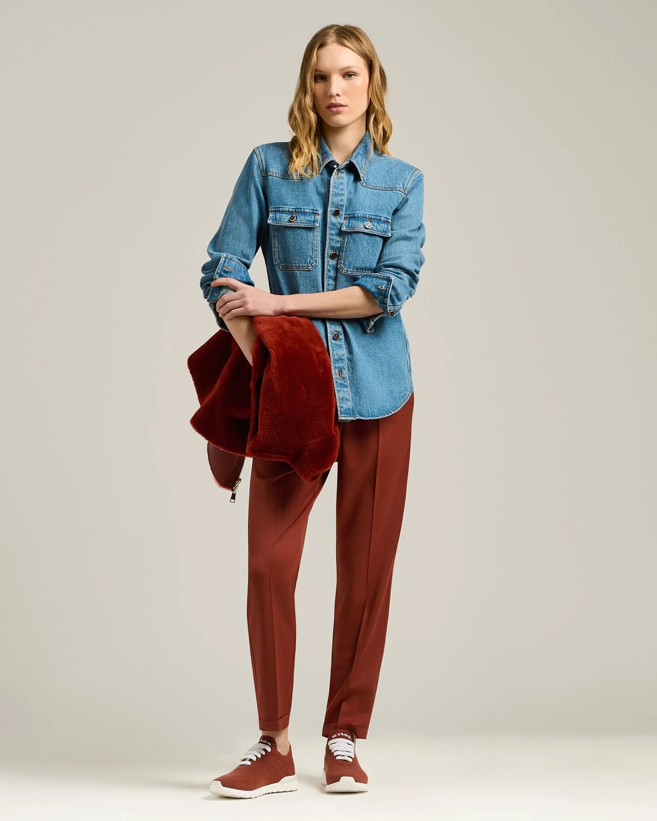 DENIM SHIRT MEDIUM BLUE STRETCH WITH POCKETS sold by Kiton product image thumbnail 5