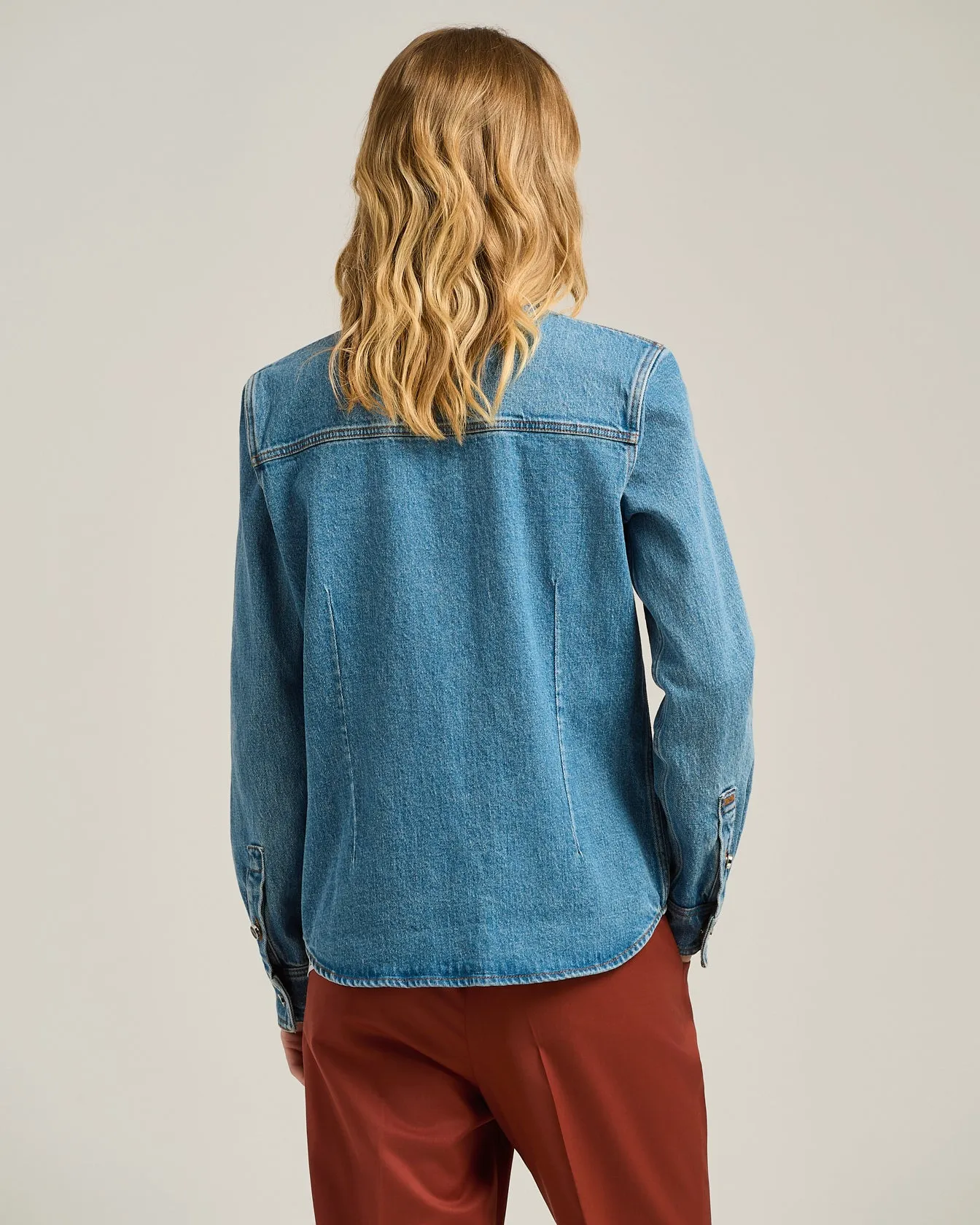 DENIM SHIRT MEDIUM BLUE STRETCH WITH POCKETS sold by Kiton product image thumbnail 3