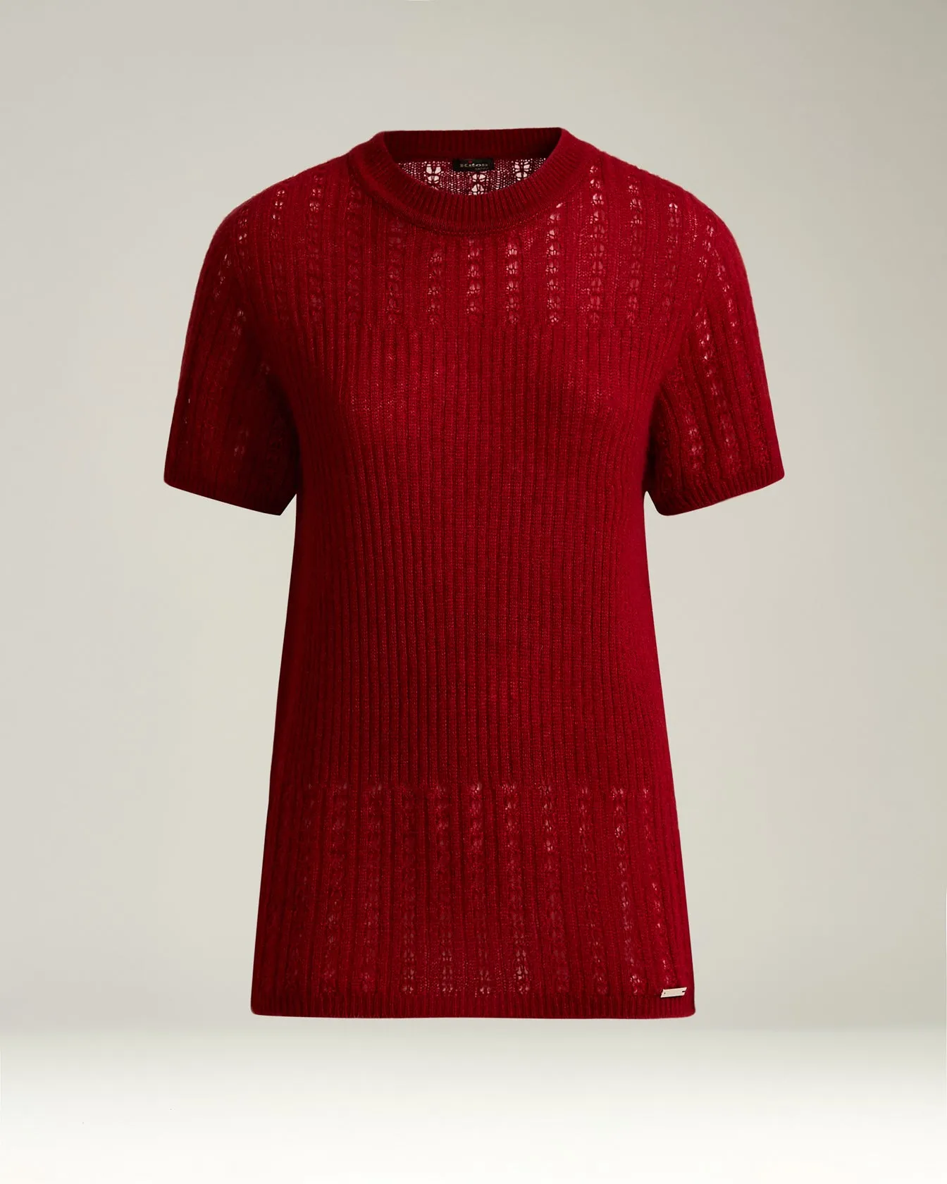 OPENWORK CREW NECK SWEATER IN CASHMERE AND SILK BURGUNDY sold by Kiton