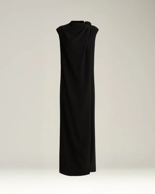BLACK DRAPED DRESS IN PURE SILK sold by Kiton