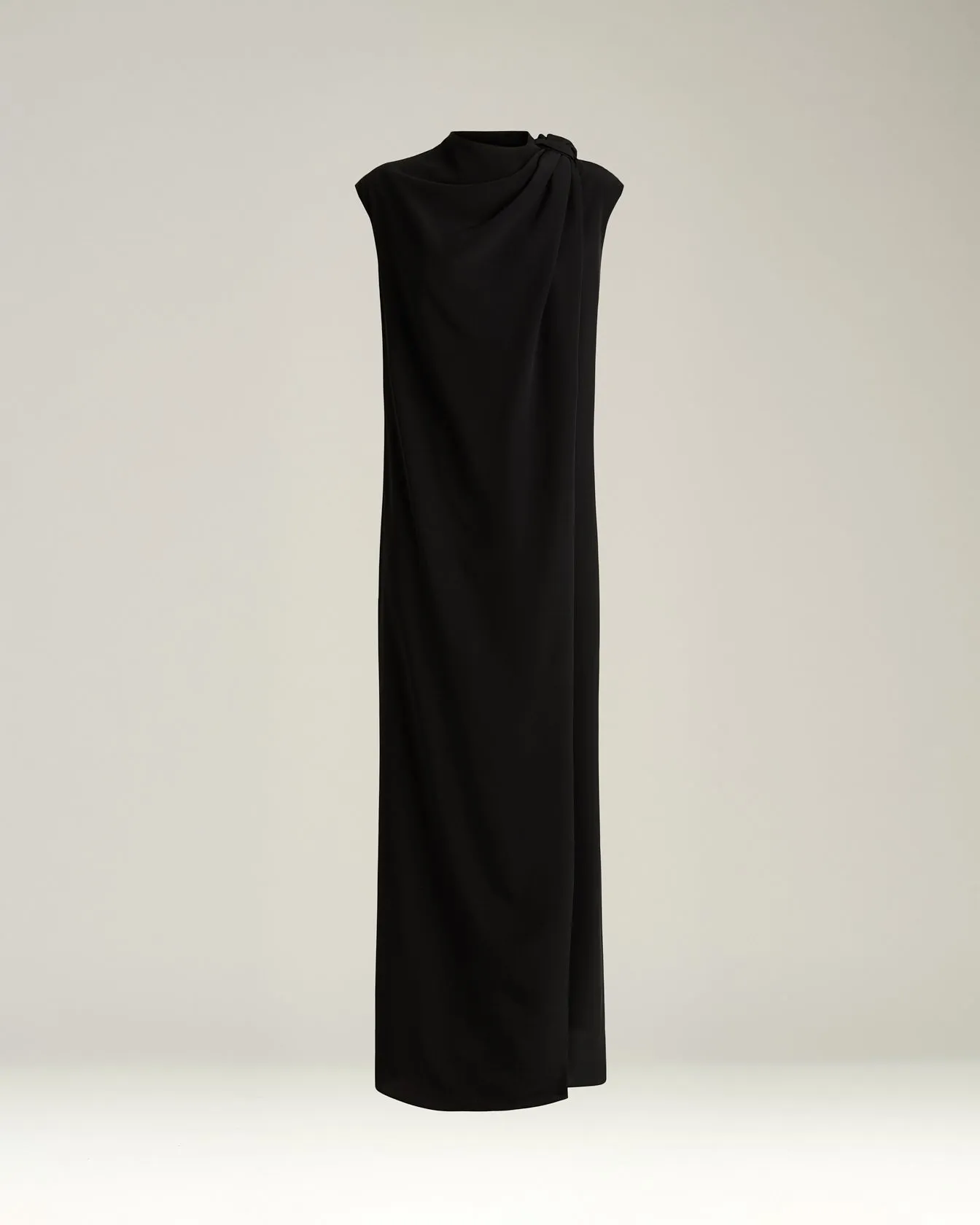 BLACK DRAPED DRESS IN PURE SILK sold by Kiton