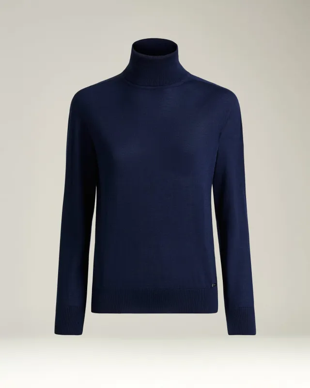 TURTLENECK SWEATER IN CASHMERE AND SILK SAPPHIRE BLUE sold by Kiton