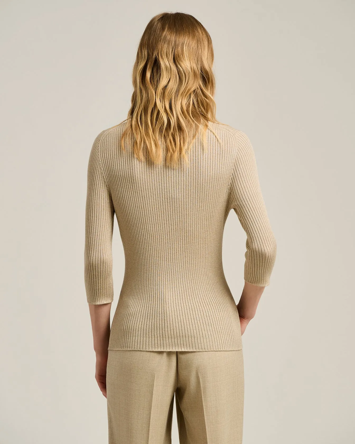 TURTLENECK SWEATER BEIGE WITH THREE-QUARTER SLEEVES sold by Kiton product image thumbnail 3