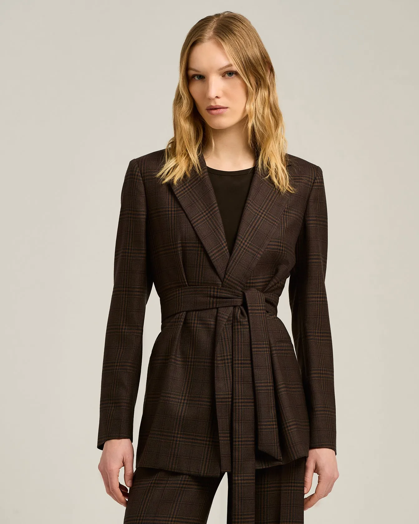 GLEN PLAID ROBE BLAZER IN PURE CASHMERE BROWN sold by Kiton product image thumbnail 2