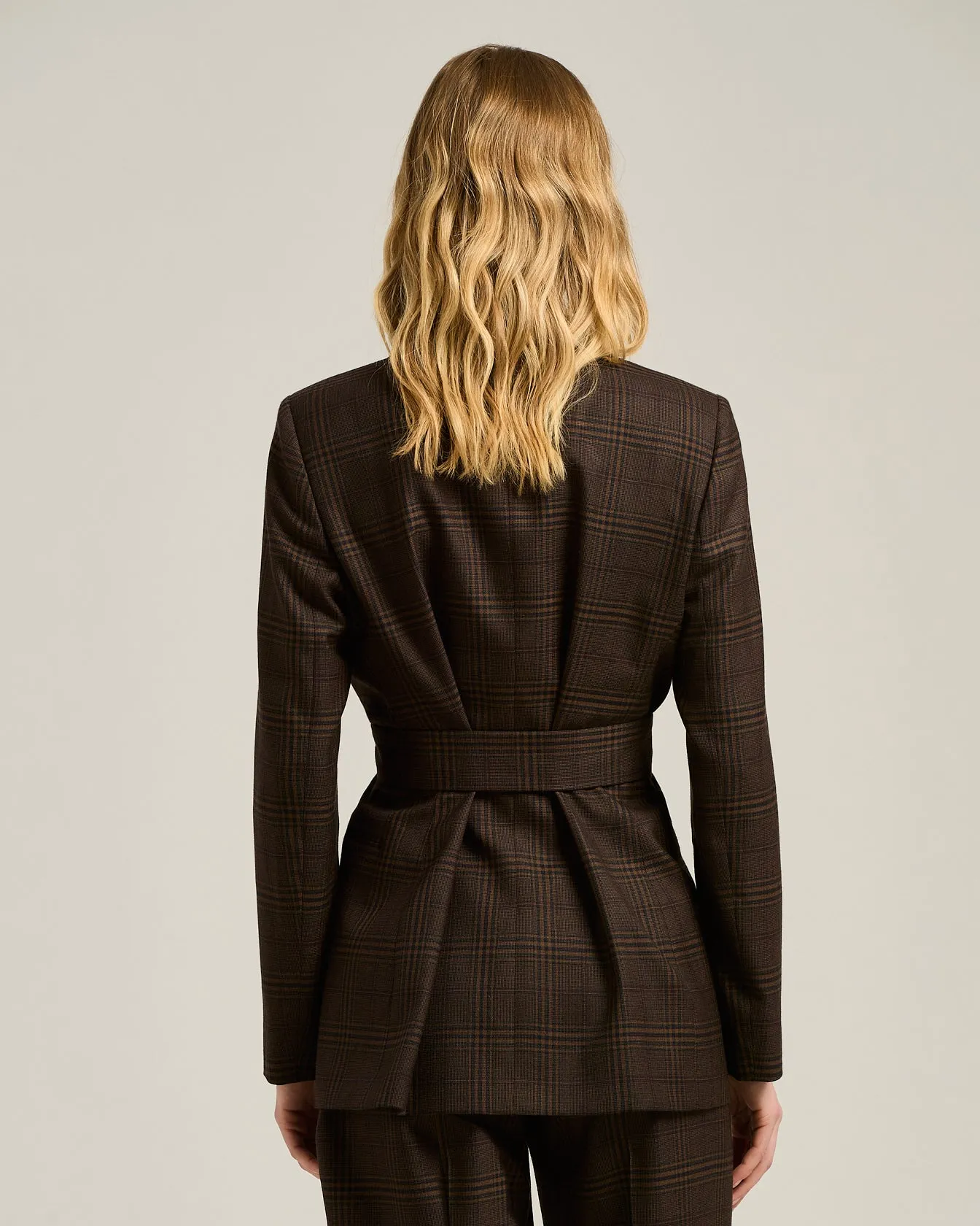 GLEN PLAID ROBE BLAZER IN PURE CASHMERE BROWN sold by Kiton product image thumbnail 3