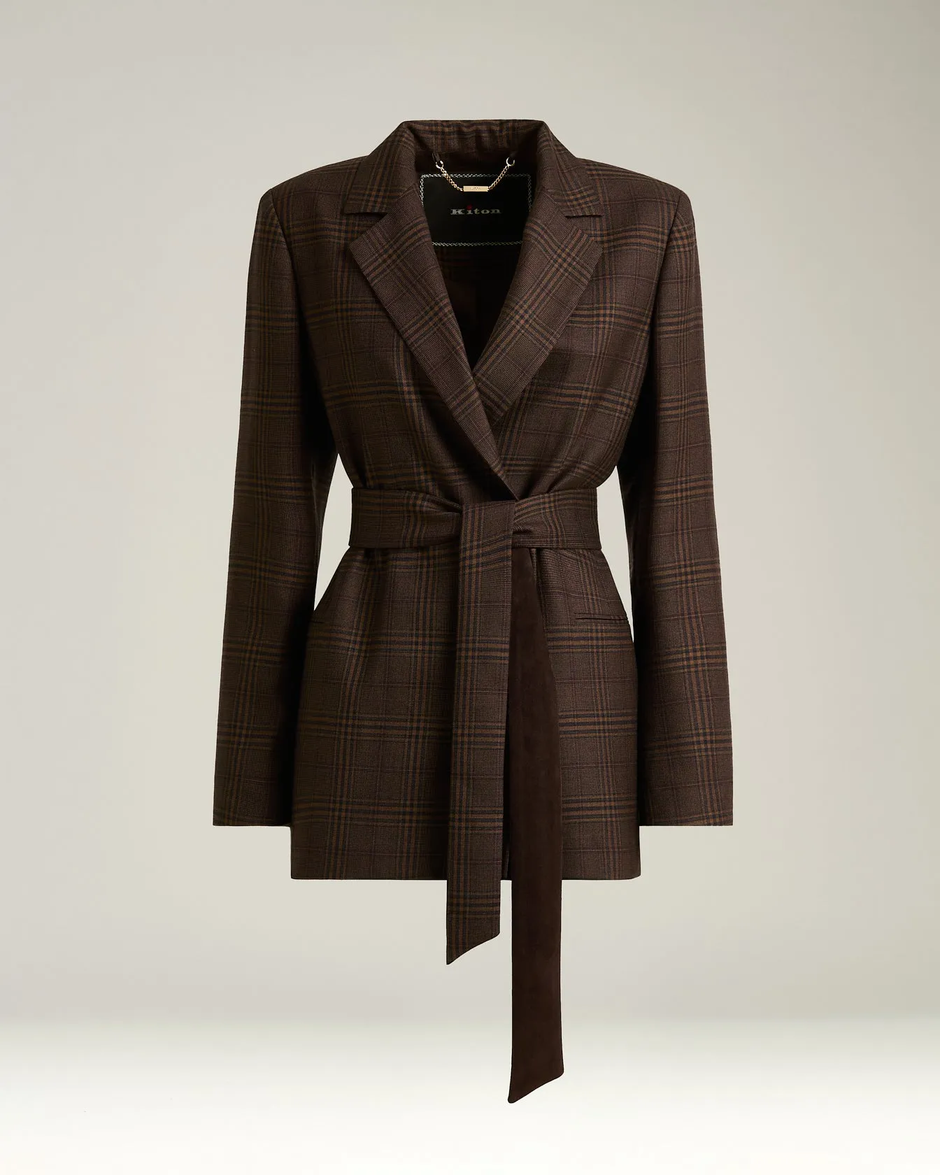 GLEN PLAID ROBE BLAZER IN PURE CASHMERE BROWN sold by Kiton