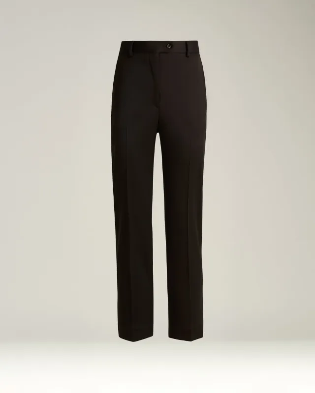 TAPERED TROUSERS IN STRETCH VIRGIN WOOL DARK BROWN sold by Kiton