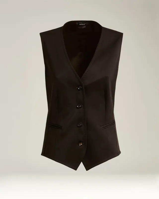 WAISTCOAT IN STRETCH VIRGIN WOOL DARK BROWN sold by Kiton
