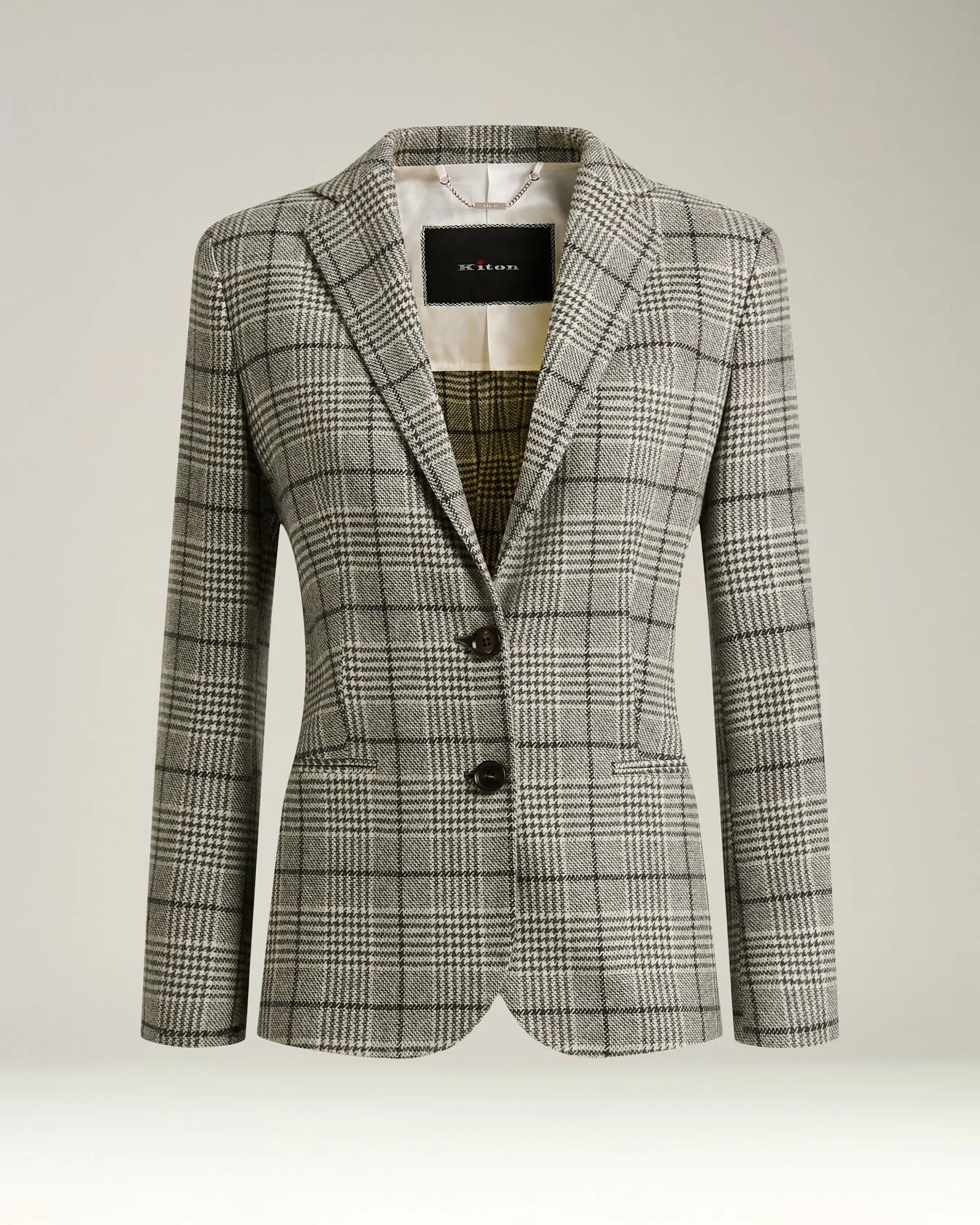 BLACK/WHITE PRINCE OF WALES CASHMERE BLAZER sold by Kiton