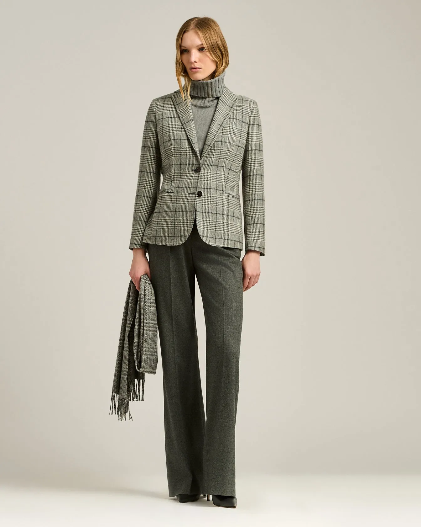 BLACK/WHITE PRINCE OF WALES CASHMERE BLAZER sold by Kiton product image thumbnail 5