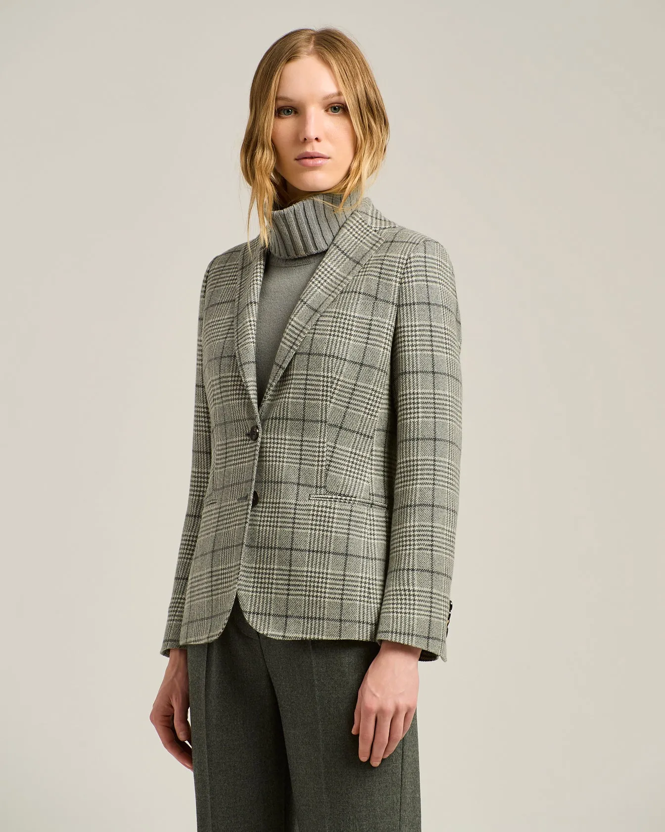 BLACK/WHITE PRINCE OF WALES CASHMERE BLAZER sold by Kiton product image thumbnail 2