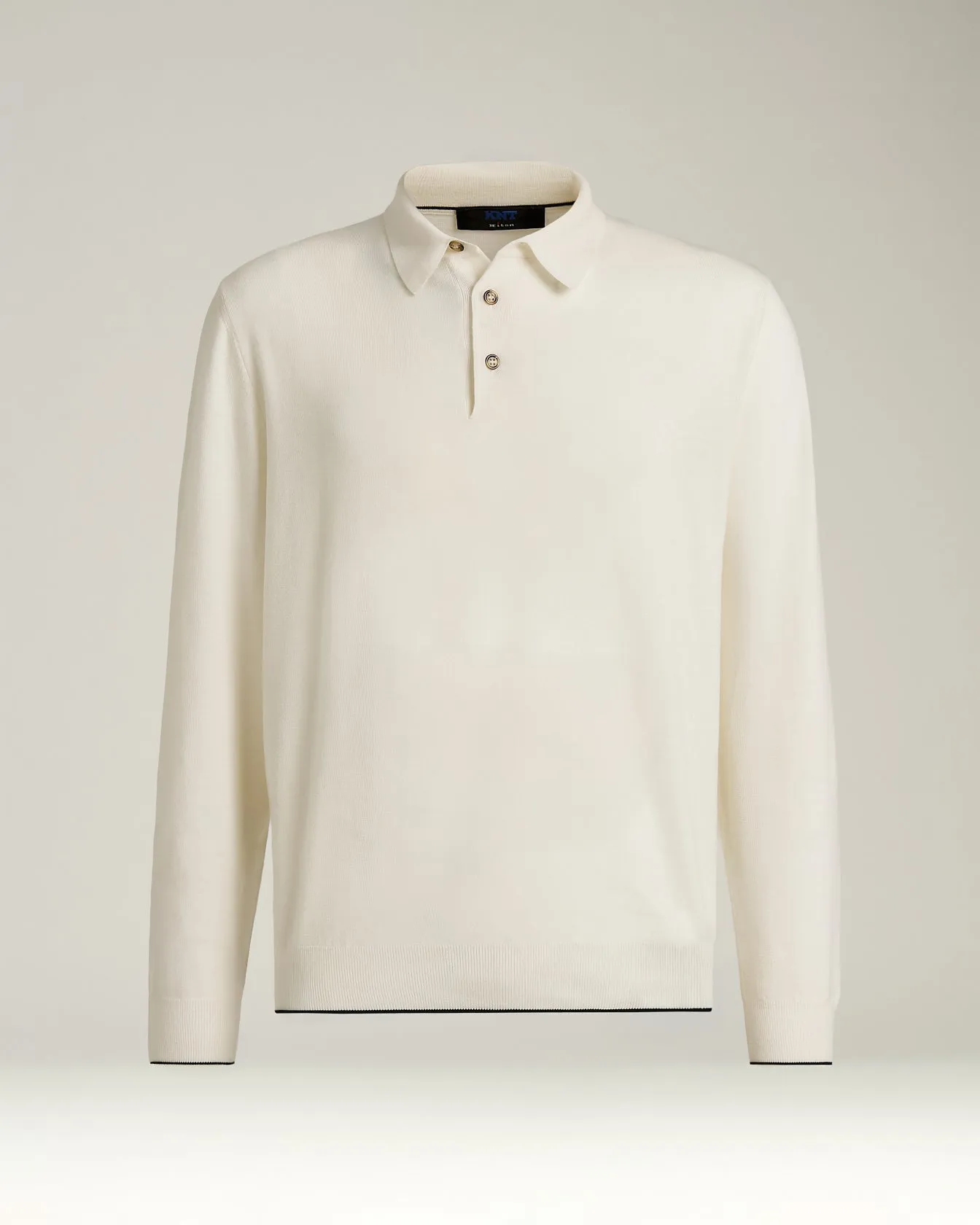 LONG SLEEVE POLO IN PURE VIRGIN WOOL WHITE sold by Kiton
