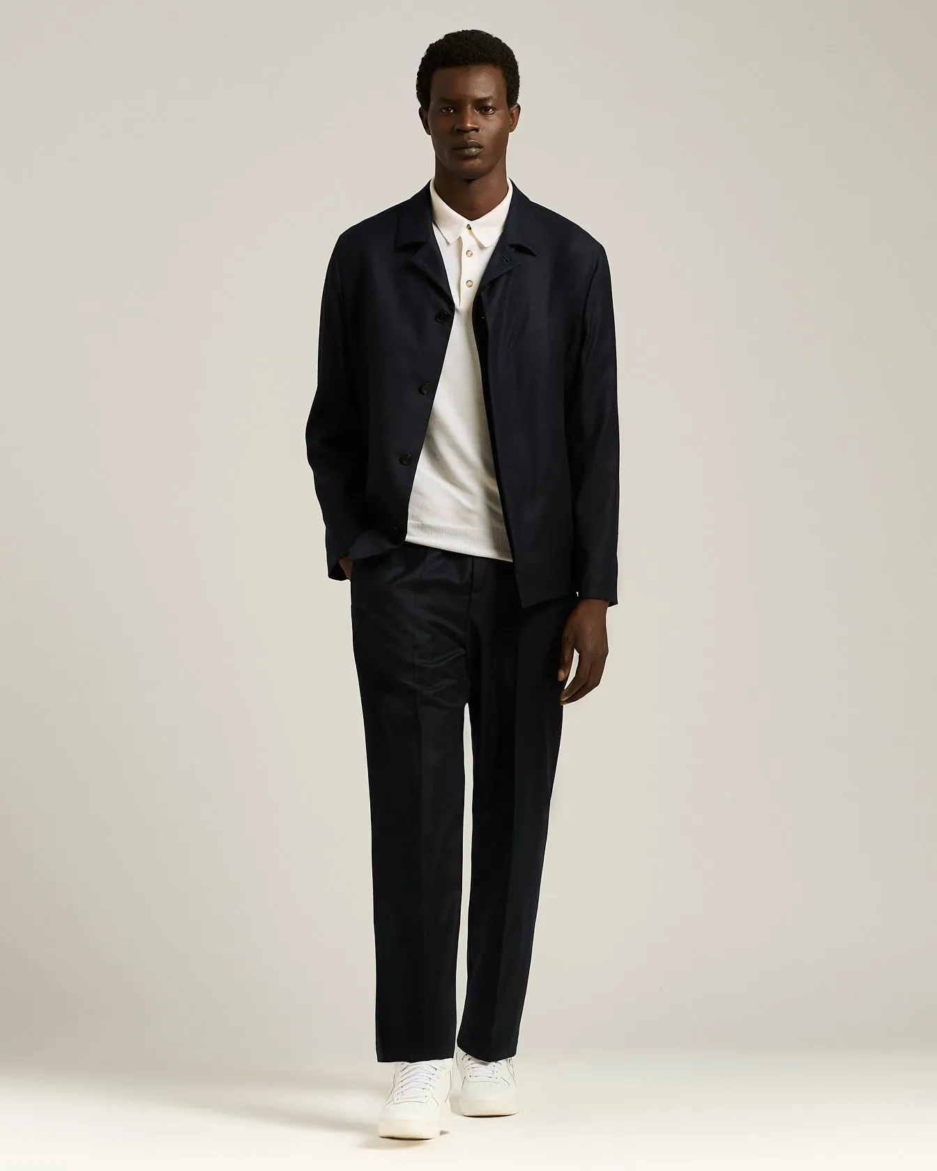 LONG SLEEVE POLO IN PURE VIRGIN WOOL WHITE sold by Kiton product image thumbnail 5