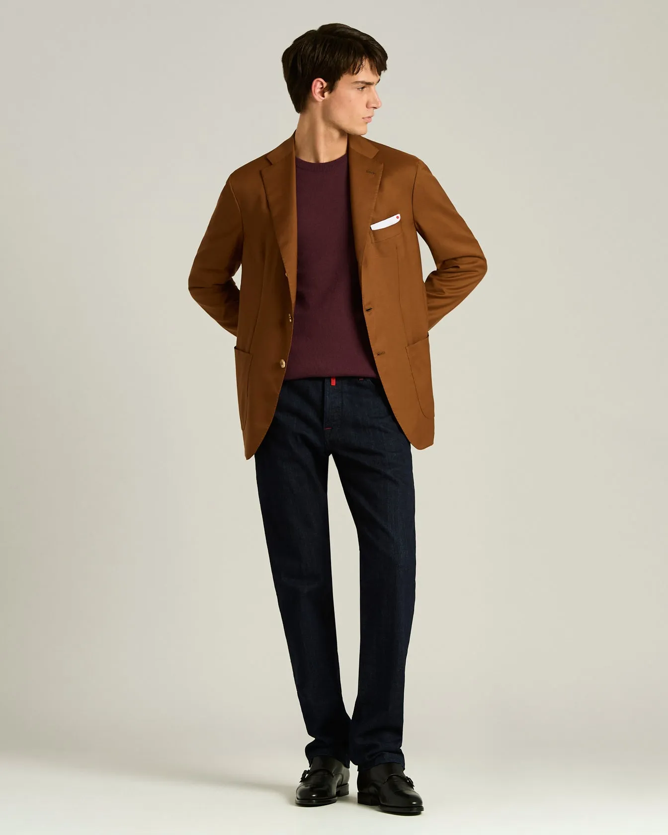 CREW NECK SWEATER IN PURE CASHMERE BURGUNDY sold by Kiton product image thumbnail 5