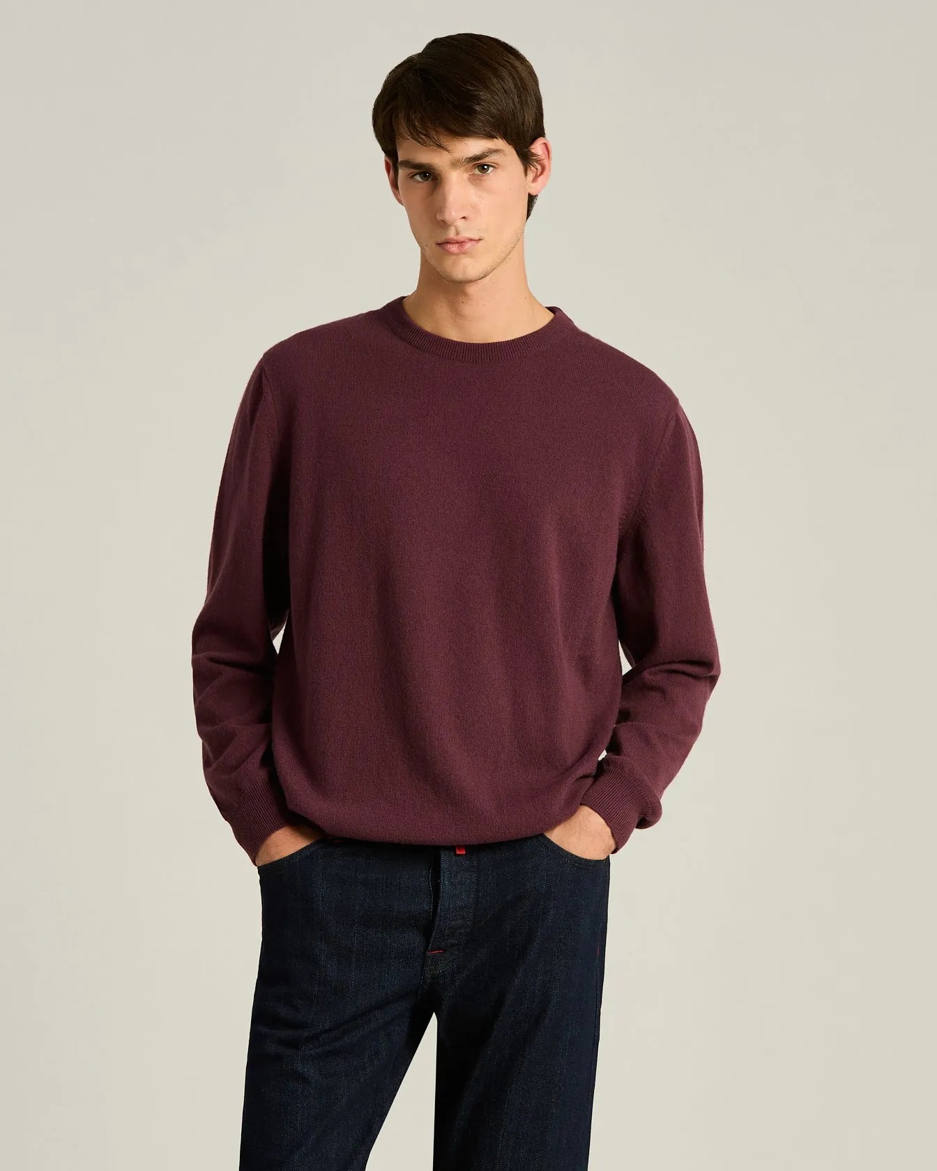 CREW NECK SWEATER IN PURE CASHMERE BURGUNDY sold by Kiton product image thumbnail 2