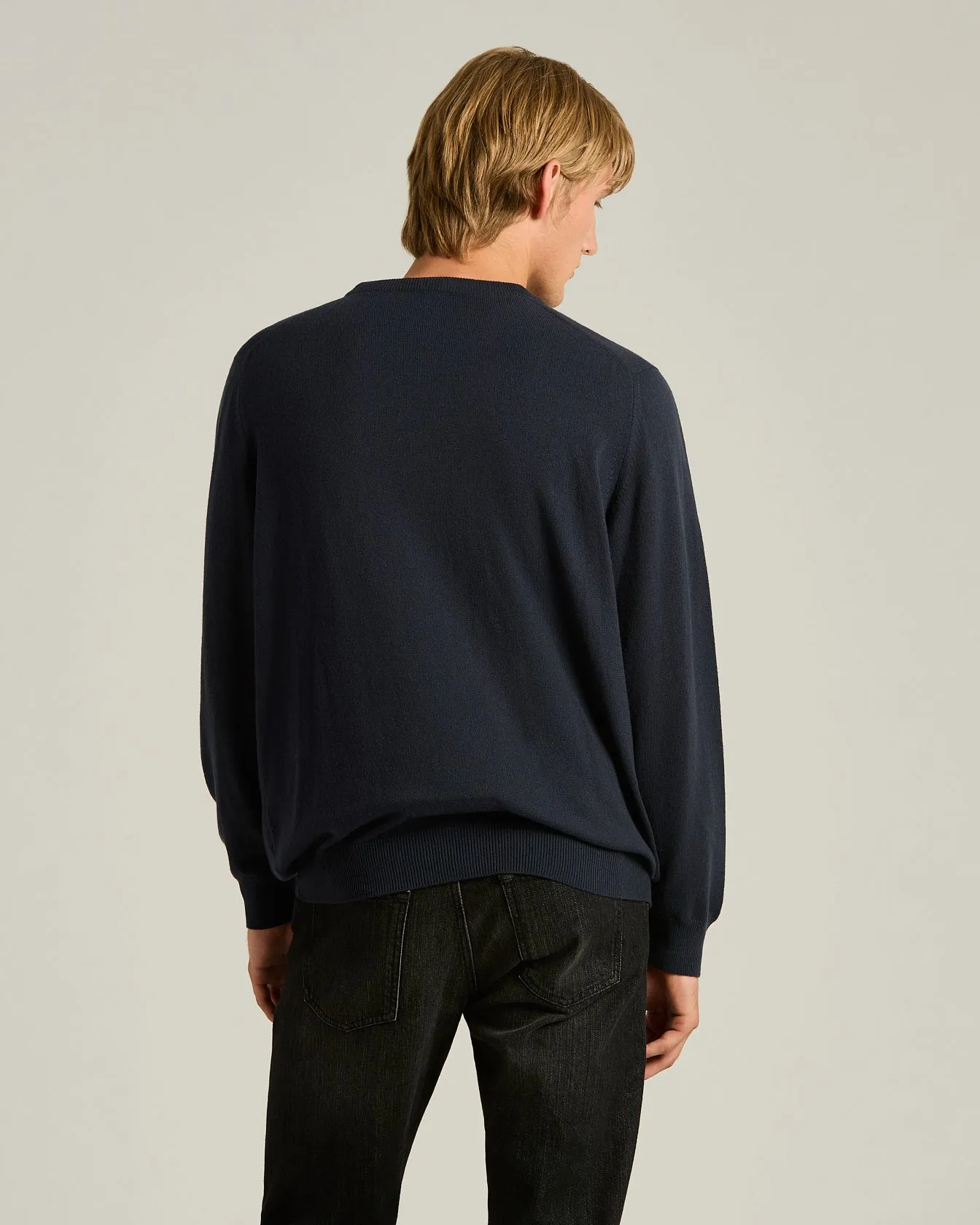 CREW NECK SWEATER IN PURE CASHMERE MIDNIGHT BLUE sold by Kiton product image thumbnail 3