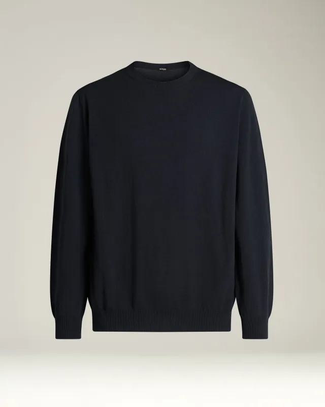 CREW NECK SWEATER IN PURE CASHMERE MIDNIGHT BLUE sold by Kiton